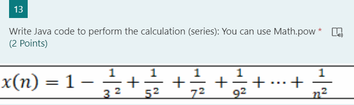 Solved 13 Write Java code to perform the calculation | Chegg.com