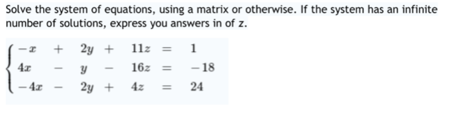 Solved Solve the system of equations using augmented matrix | Chegg.com