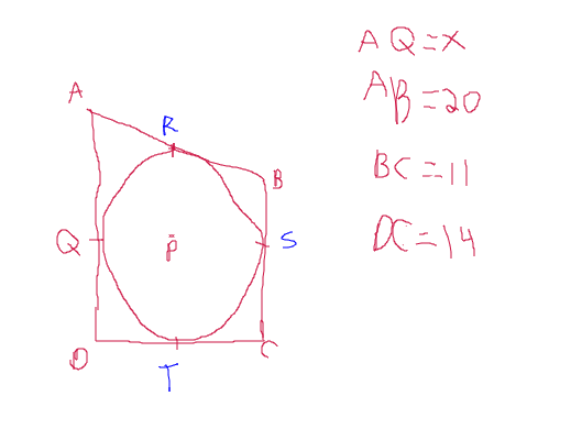 Solved AQ=X A A R AB=20 BC = 11 DC=14 B s T | Chegg.com