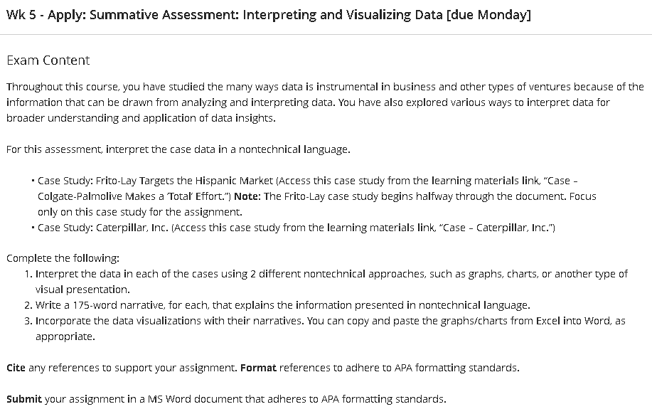 Solved Wk 5 - Apply: Summative Assessment: Interpreting And | Chegg.com