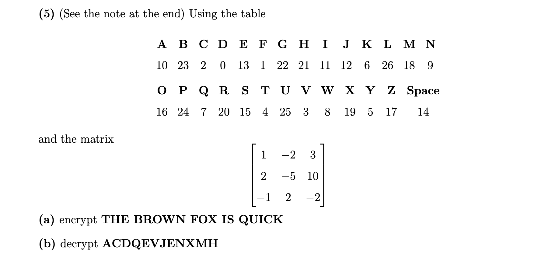 Solved 5 See The Note At The End Using The Table A B Chegg Com