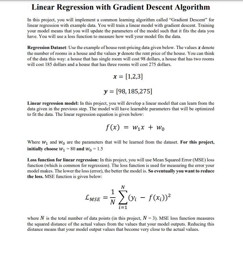 linear-regression-with-gradient-descent-algorithm-in-chegg