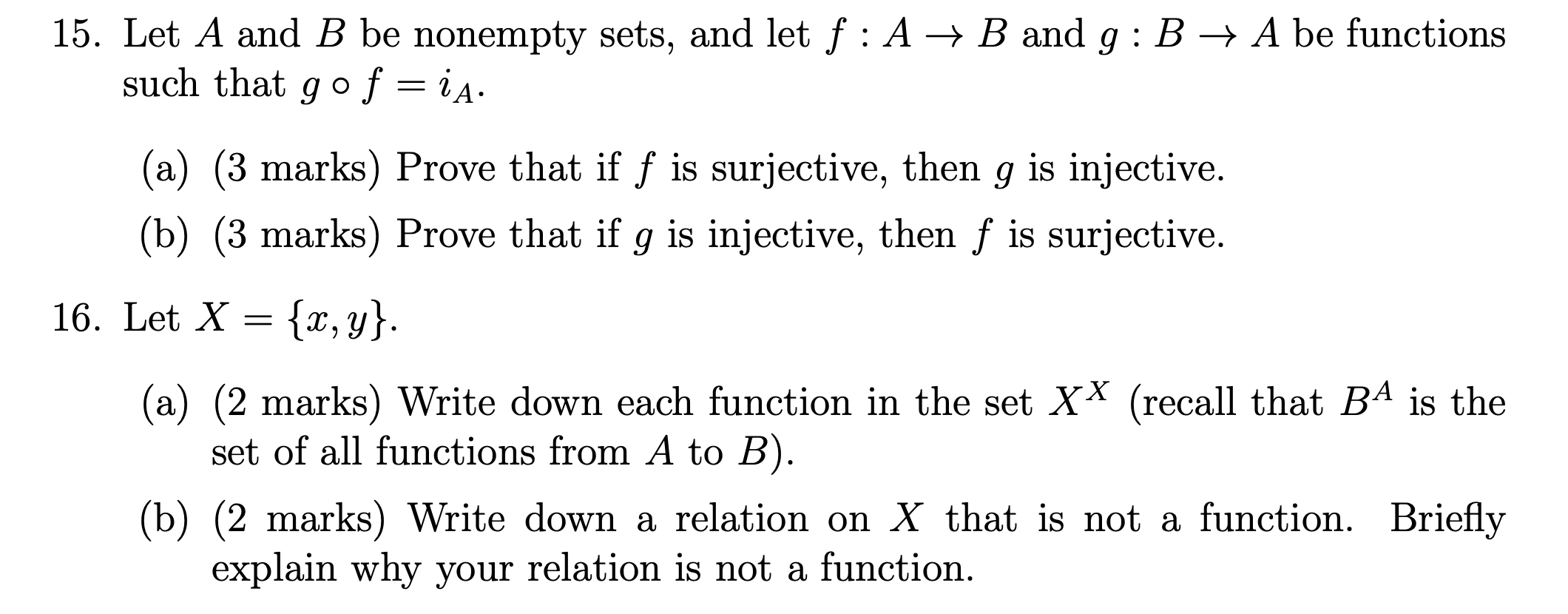 Solved Is 15 Let A And B Be Nonempty Sets And Let F A