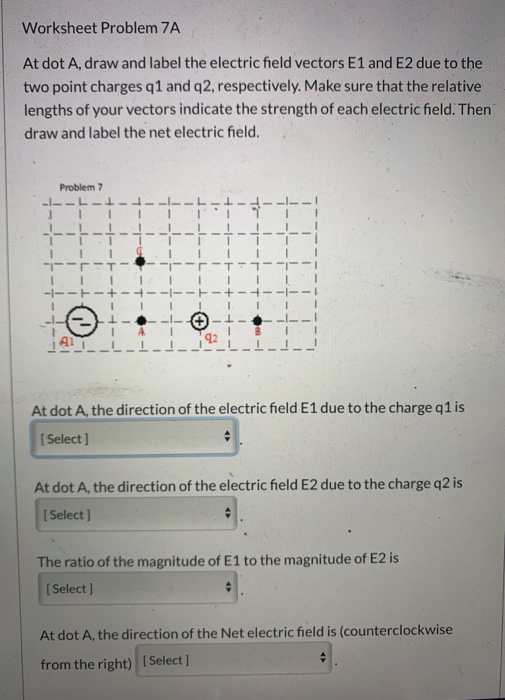 Solved A. At each of the dots, draw and label the electric