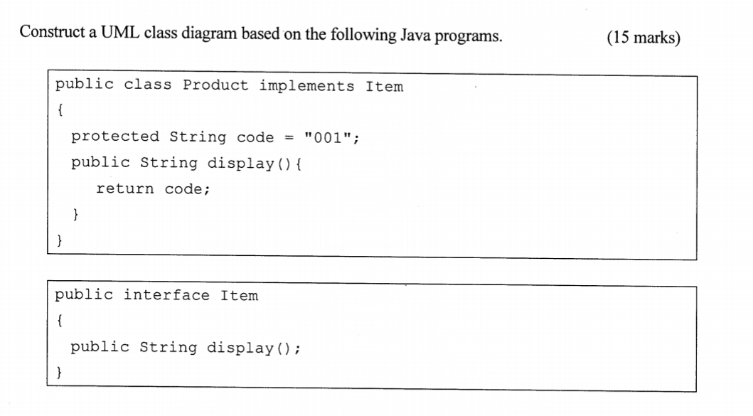 Solved Construct a UML class diagram based on the following | Chegg.com