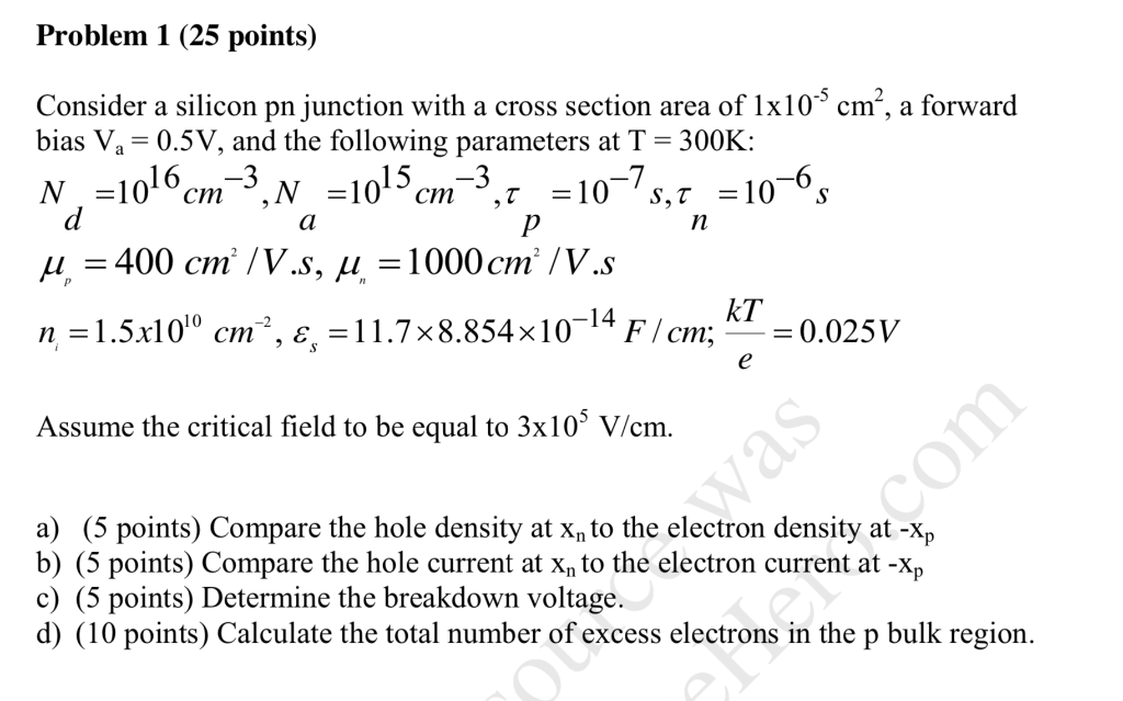 solved-problem-1-25-points-consider-a-silicon-pn-junction-chegg