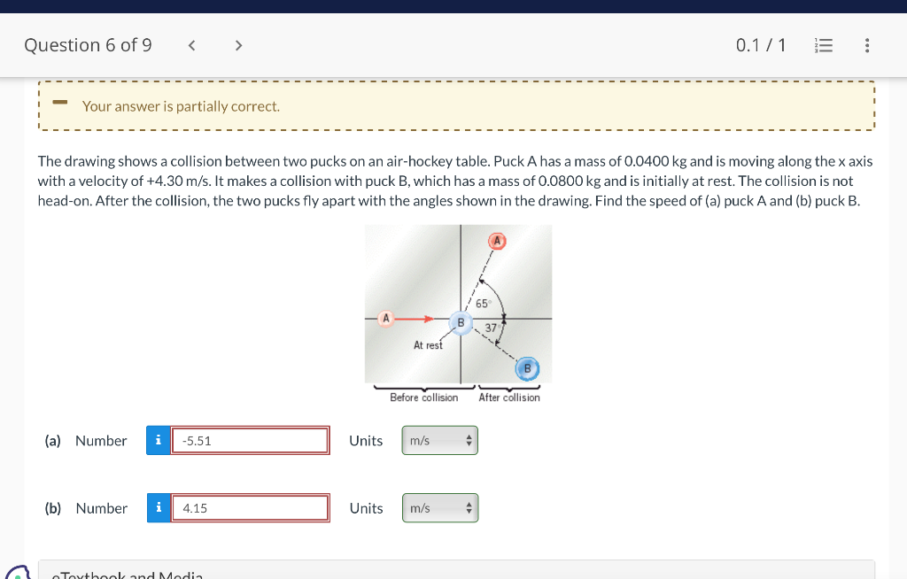 Solved The drawing shows a collision between two pucks on an | Chegg.com