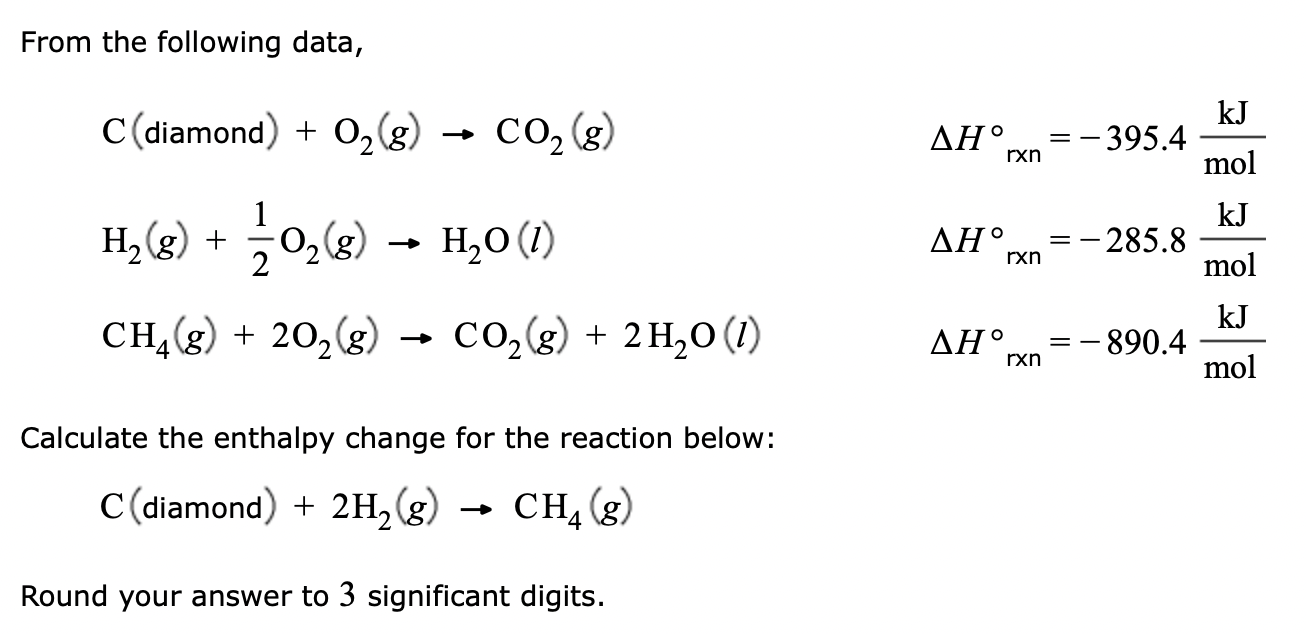 Solved From the following data, C( diamond | Chegg.com