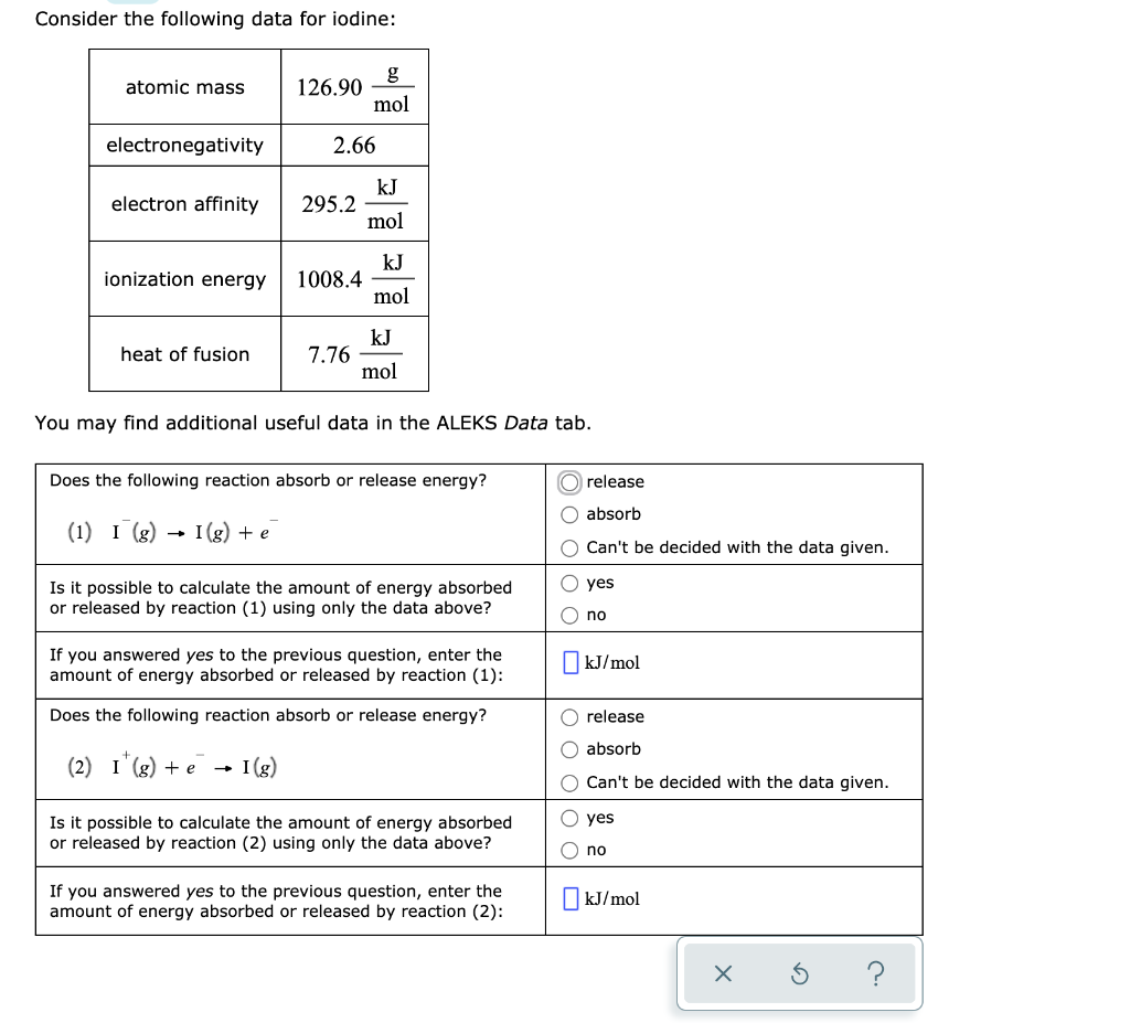 solved-consider-the-following-data-for-iodine-atomic-mass-g-chegg