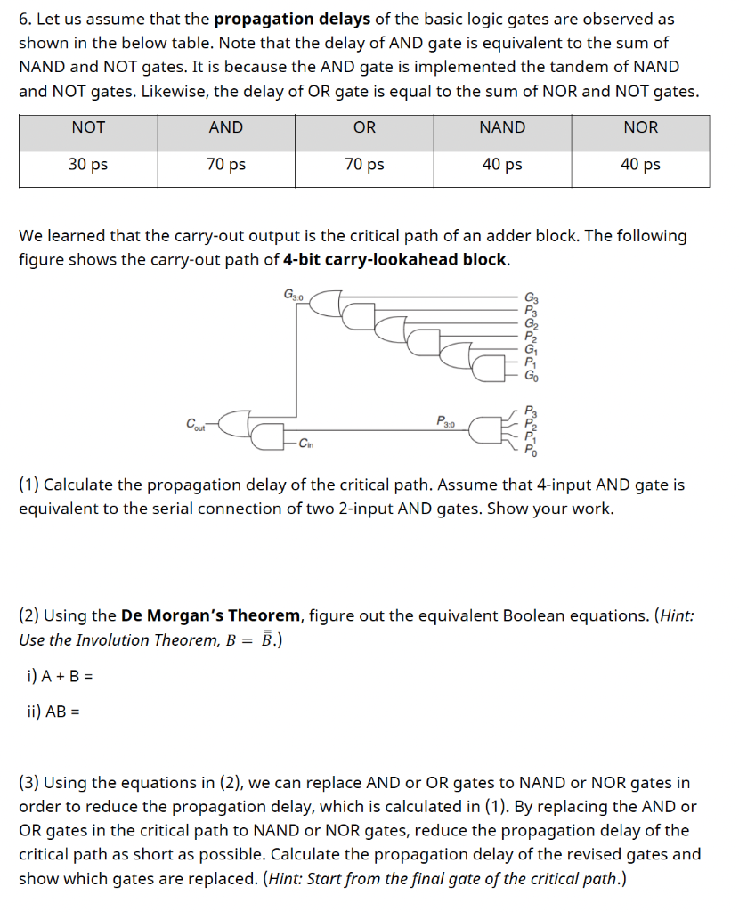 Solved 6. Let Us Assume That The Propagation Delays Of The | Chegg.com