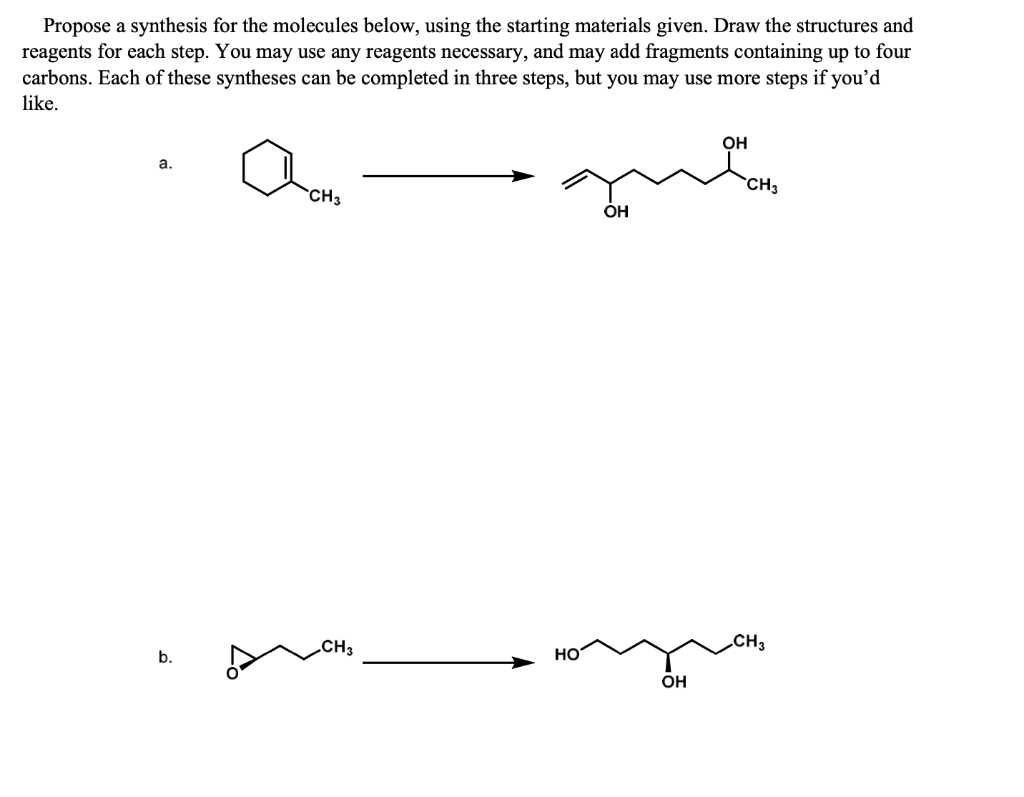 Solved Propose A Synthesis For The Molecules Below, Using | Chegg.com