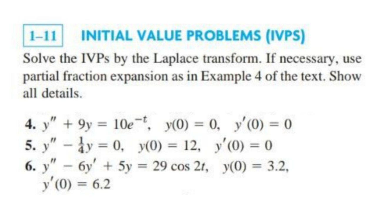 Solved 1-11 INITIAL VALUE PROBLEMS (IVPS) Solve the IVPs by | Chegg.com