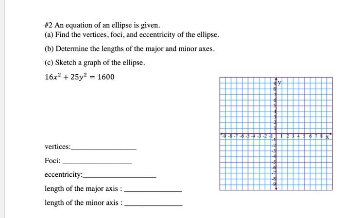 Solved #2 An equation of an ellipse is given. (a) Find the | Chegg.com