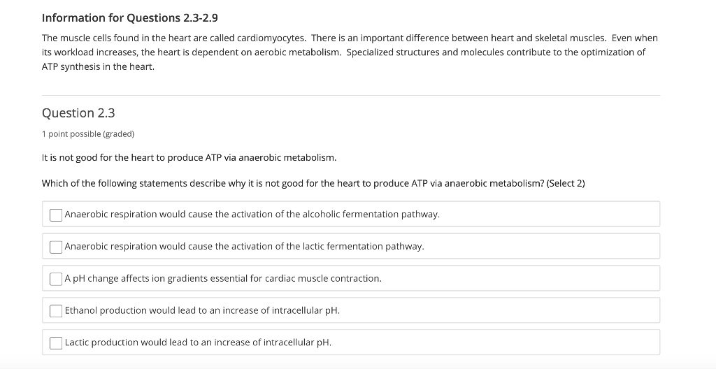 Solved Information for Questions 2.3-2.9 The muscle cells | Chegg.com