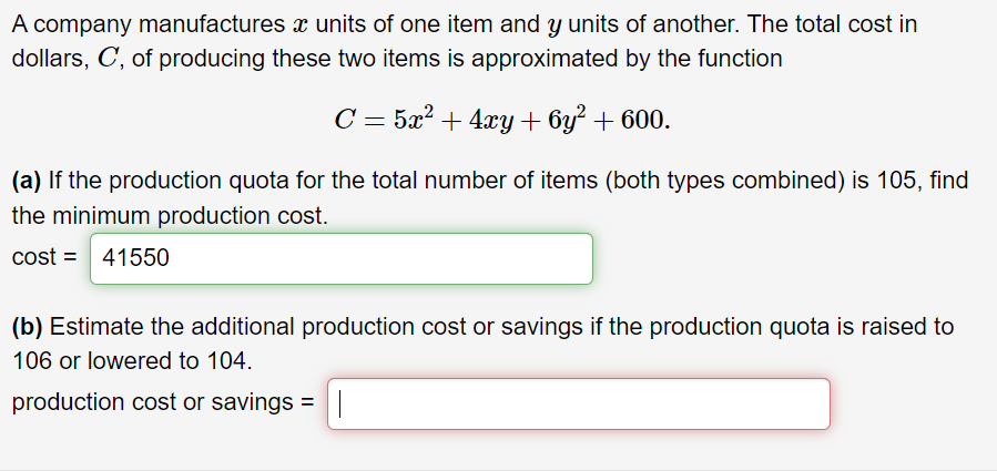 Solved A Company Manufactures X Units Of One Item And Y | Chegg.com