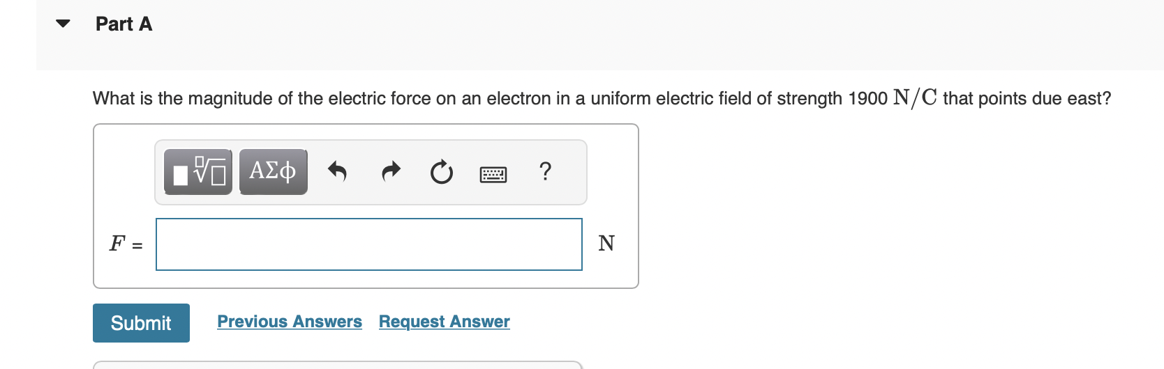 Solved What is the magnitude of the electric force on an | Chegg.com