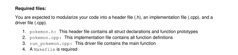 Solved USING C++! Don't know how to make a pokemon | Chegg.com