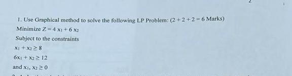 Solved 1. Use Graphical method to solve the following LP | Chegg.com
