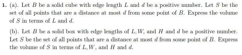 Solved 1. (a). Let B Be A Solid Cube With Edge Length L And | Chegg.com