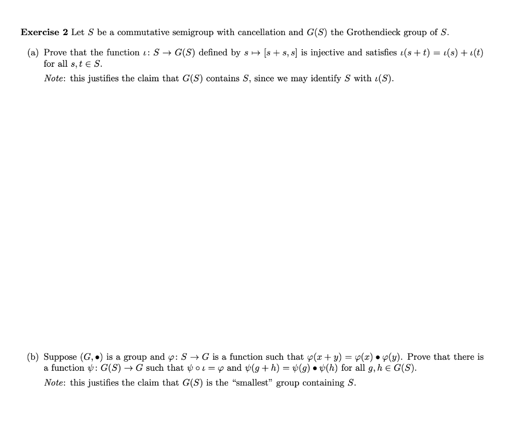 Solved Exercise 2 Let S Be A Commutative Semigroup With | Chegg.com