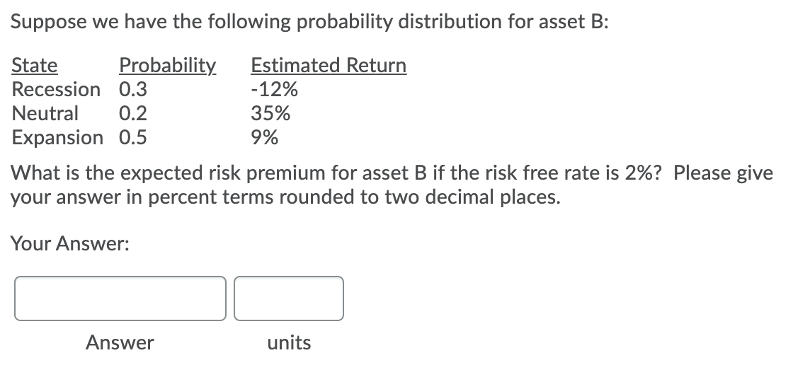 Solved Suppose we have the following probability | Chegg.com