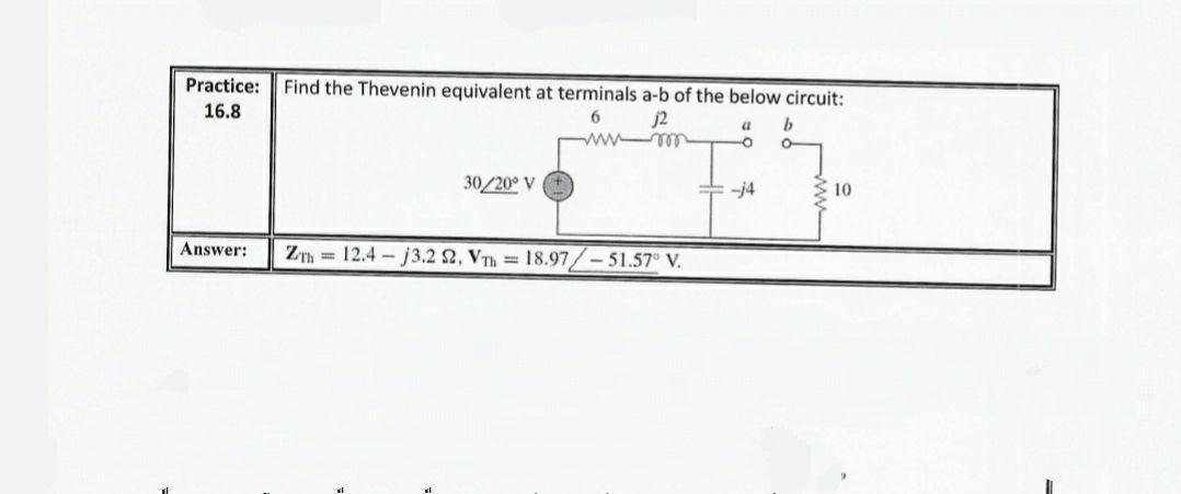 Solved Practice: 16.8 Find The Thevenin Equivalent At | Chegg.com