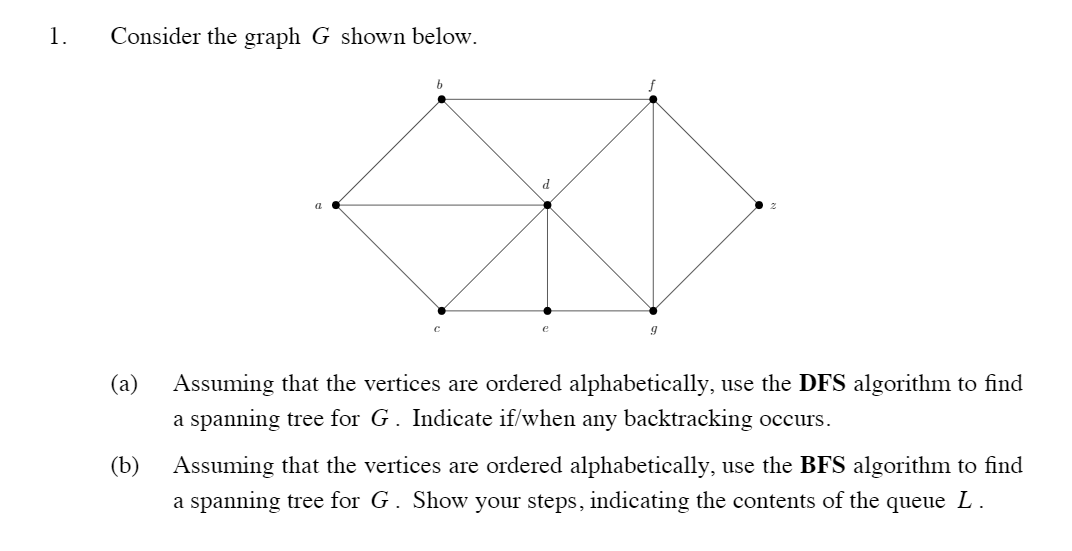Solved 1. Consider the graph G shown below. d 9 (a) Assuming | Chegg.com