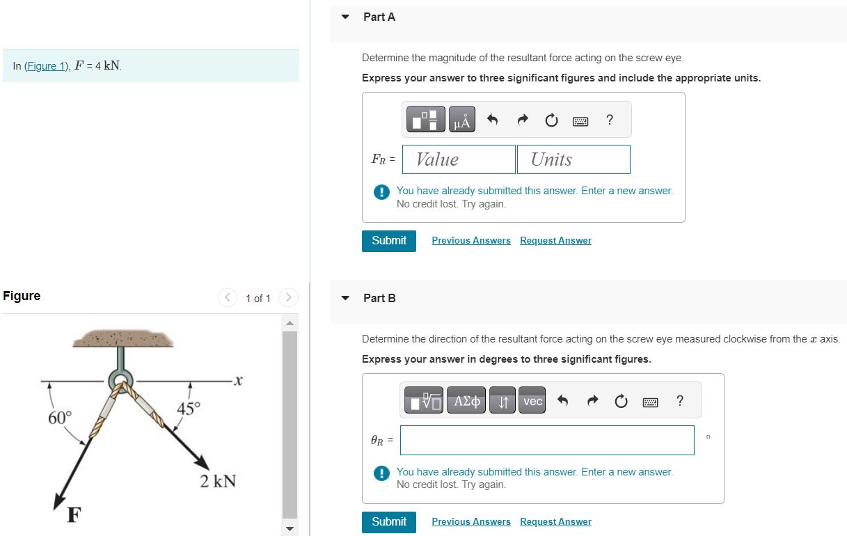 Solved In (Figure 1), F=4kN. Figure Figure 1 of 1 Determine | Chegg.com