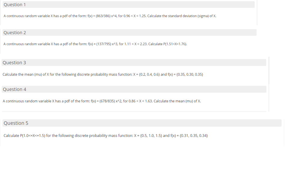 Solved Question 1 A continuous random variable X has a pdf | Chegg.com