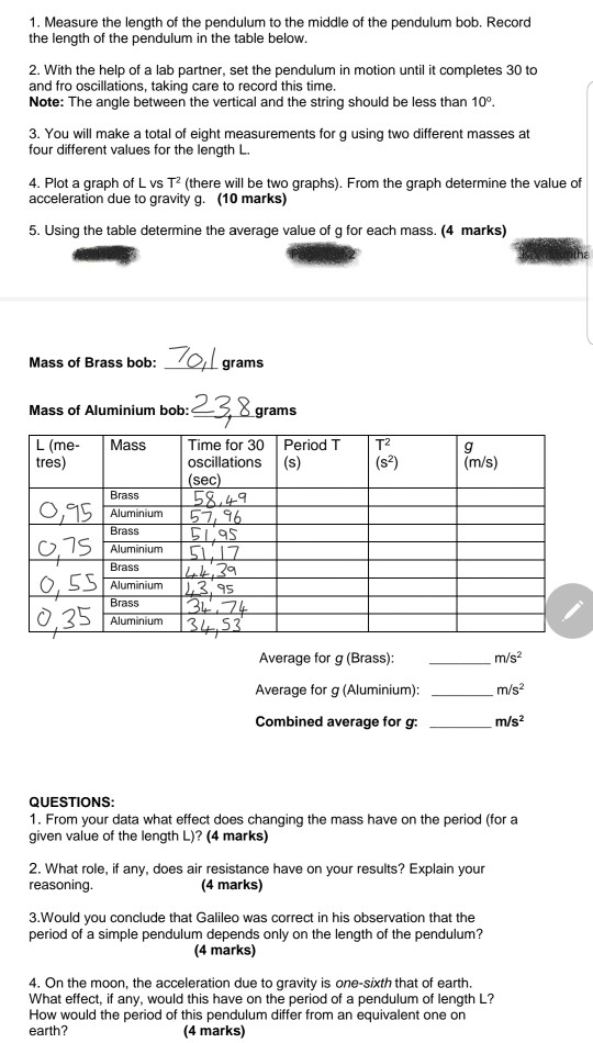 1. Measure the length of the pendulum to the middle