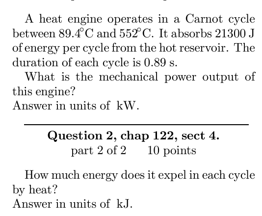 Solved A Heat Engine Operates In A Carnot Cyclebetween | Chegg.com