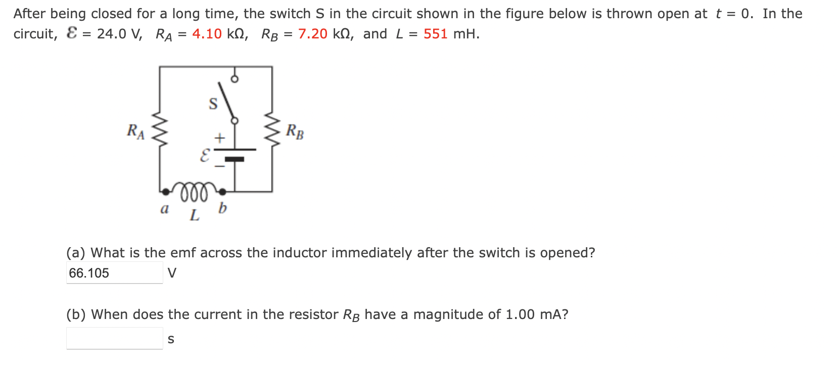 Solved After being closed for a long time, the switch S in | Chegg.com