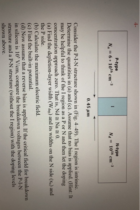 Solved 4- p-type Na = 6 * 1016 cm-3 N-type Na = 1016 cm-3 | Chegg.com