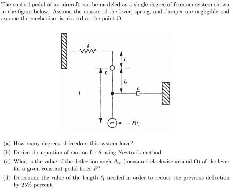 The control pedal of an aircraft can be modeled as a | Chegg.com