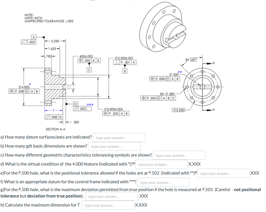 Solved SECTION A-A a) How many datum surfaces/axes are | Chegg.com