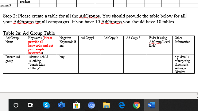 product opaign 3 Step 2: Please create a table for | Chegg.com