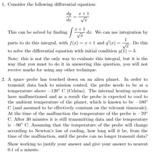 Solved 1. Consider the following differential equation