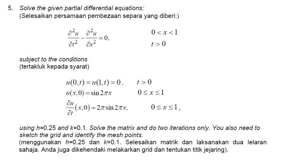 Solved 07 Solve the given partial differential equations: | Chegg.com