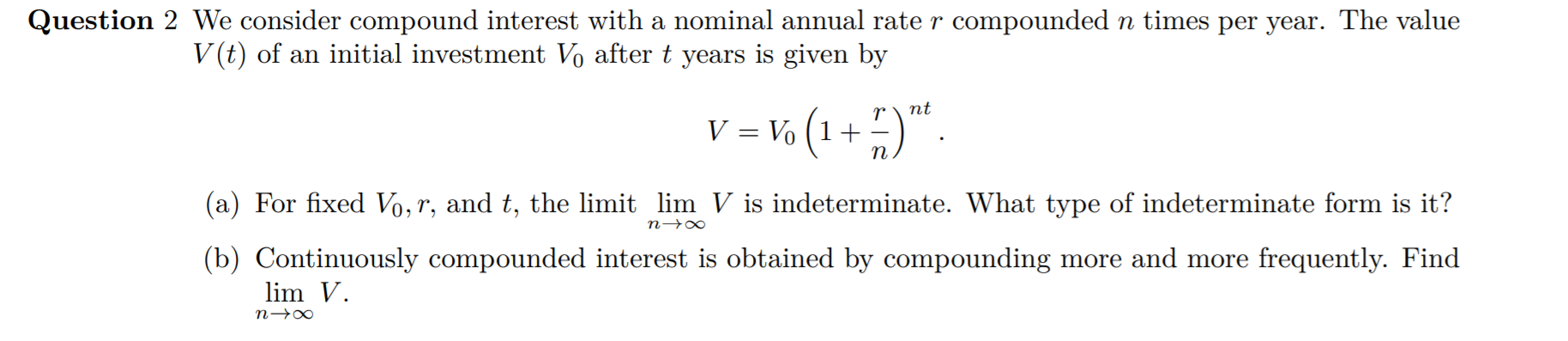 Solved N Question 2 We Consider Compound Interest With A 