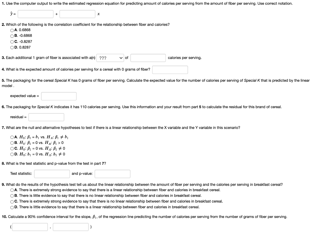 Solved Fiber And Breakfast Cereal In An Attempt To Learn Chegg Com