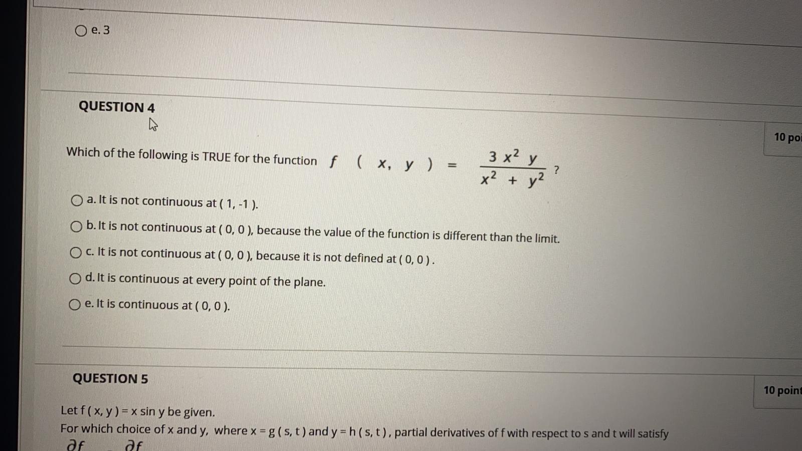 Solved O E 3 Question 4 10 Poi Which Of The Following Is Chegg Com