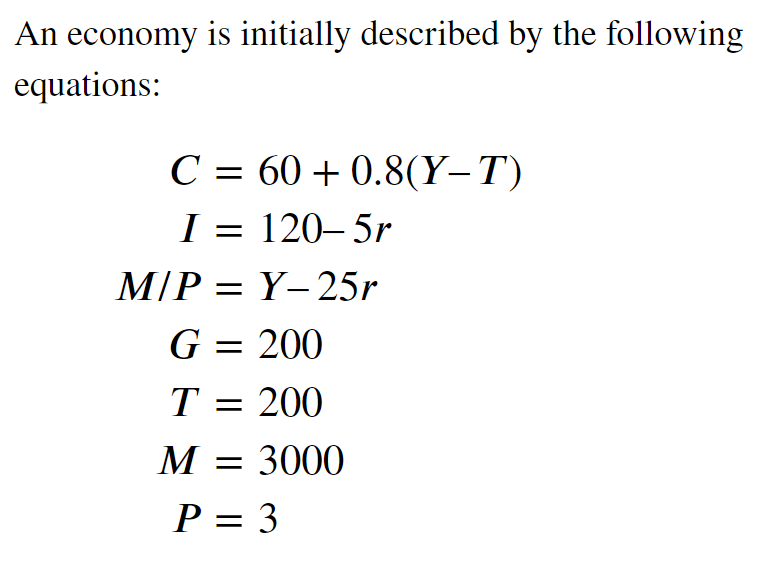 Solved An Economy Is Initially Described By The Following | Chegg.com