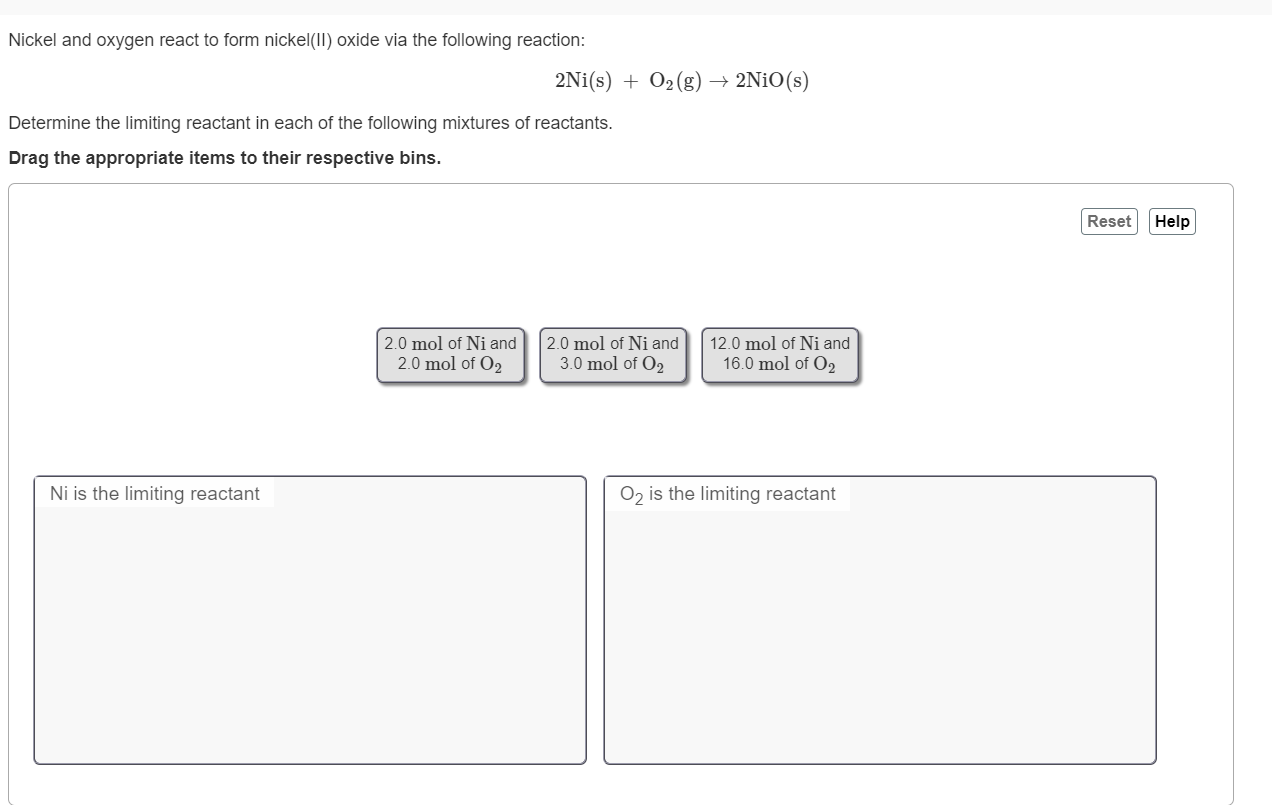 Solved Nickel and oxygen react to form nickel(II) oxide via