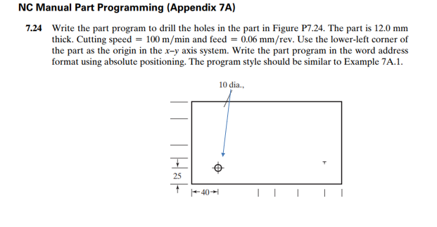 Solved NC Manual Part Programming (Appendix 7A) 7.24 Write | Chegg.com