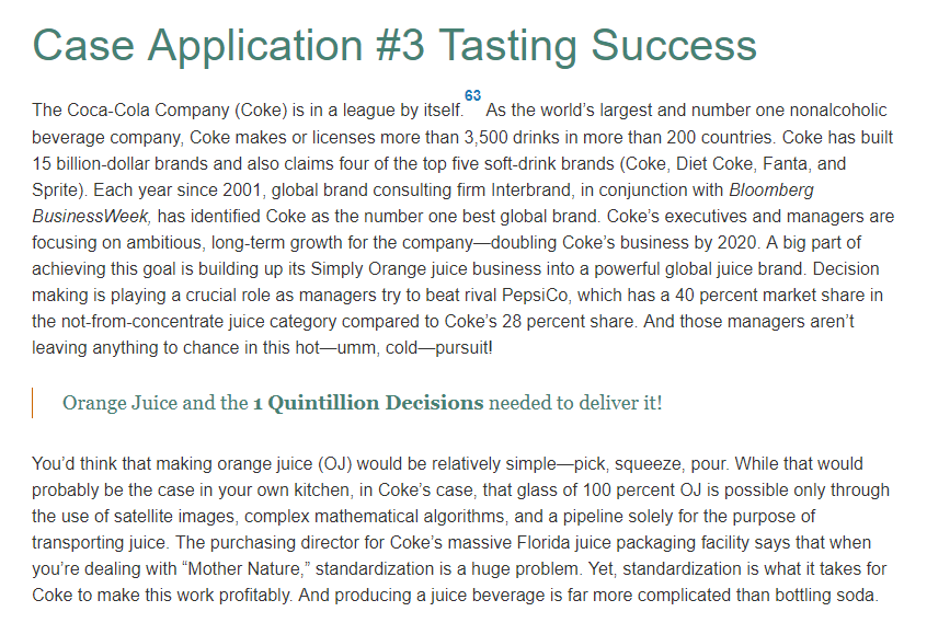 tasting success case study answers