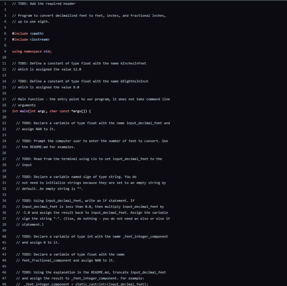 Solved Need code on C++, but test on Ubuntu Decimal Feet to | Chegg.com
