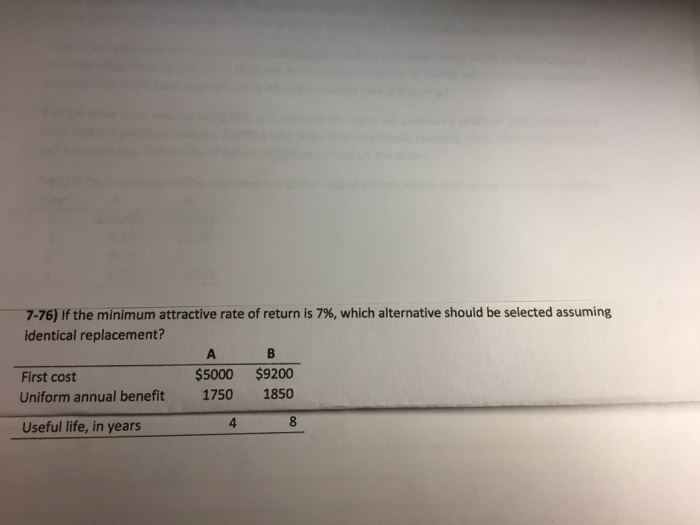 Solved If The Minimum Attractive Rate Of Return Is 7%, Which | Chegg.com