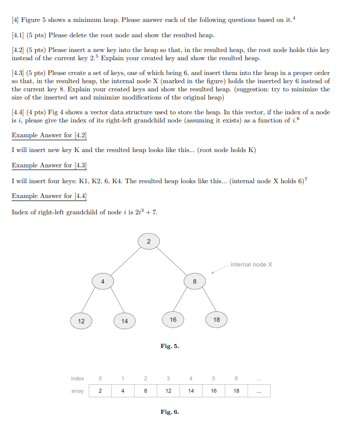 Solved [4 Figure 5 shows a minimum heap. Please answer each | Chegg.com