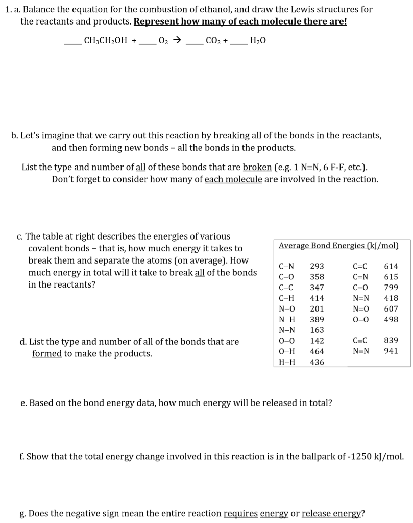 Solved 1. a. Balance the equation for the combustion of | Chegg.com