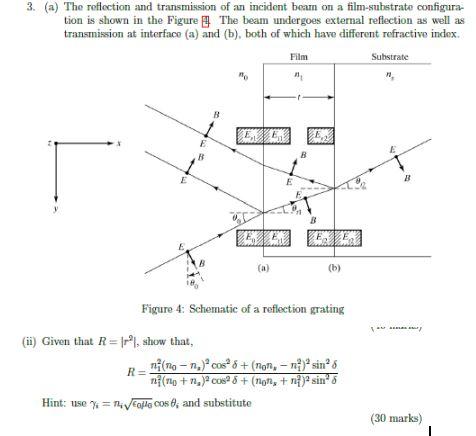 Solved 3. (a) The reflection and transmission of an incident | Chegg.com